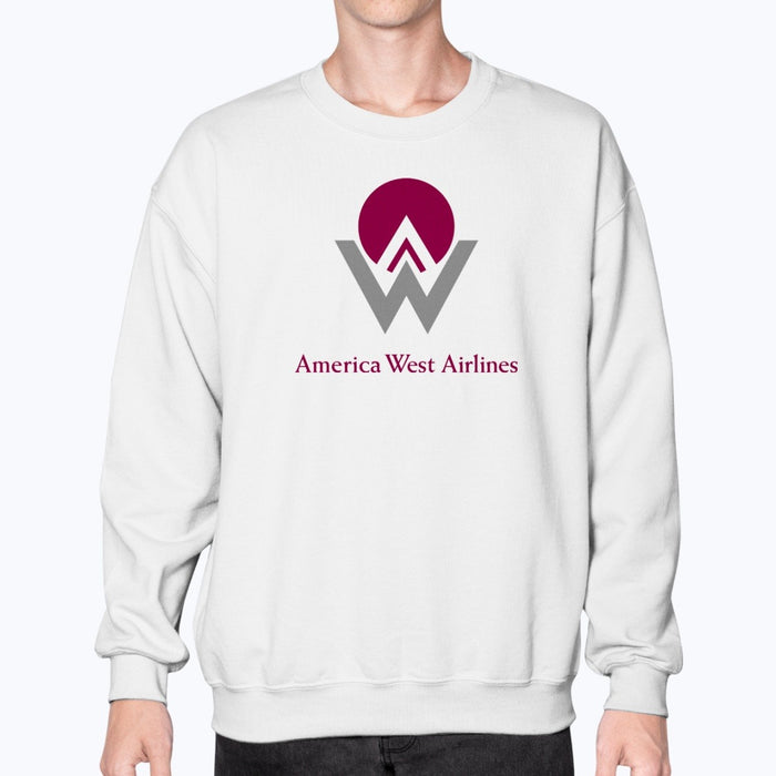 America West Airlines Unisex Sweatshirt - White - Model