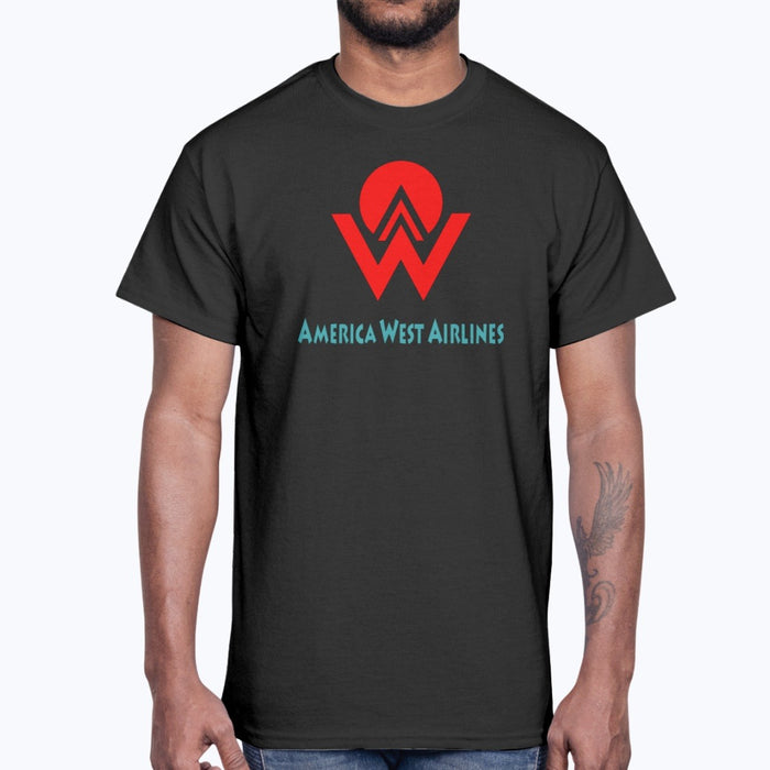 America West Airlines Unisex T-Shirt - Black - Model