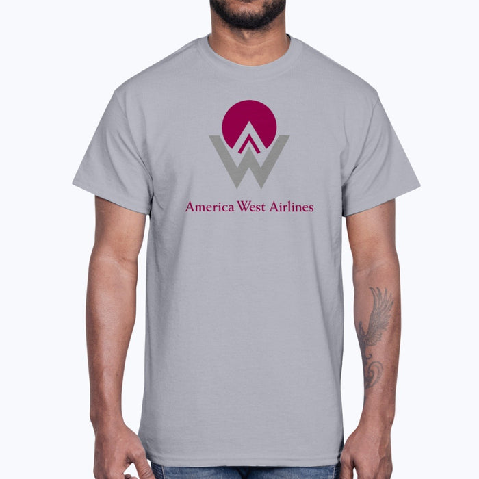America West Airlines Unisex T-Shirt - Sport Grey - Model