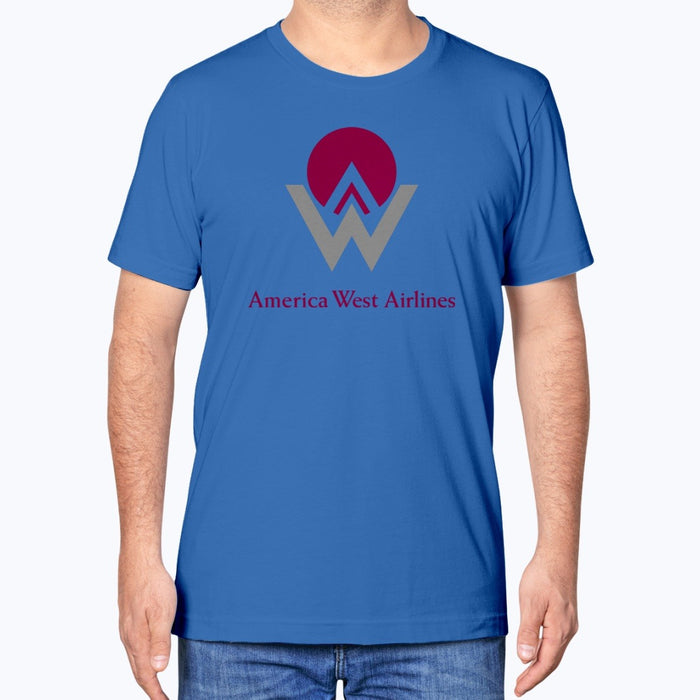 America West Airlines Unisex T-Shirt - True Royal - Model