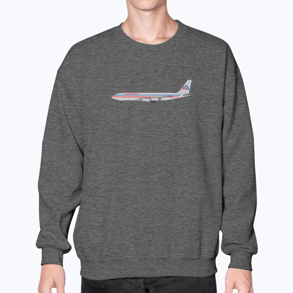 American Airlines B707 Unisex Sweatshirt - Dark Heather - Model