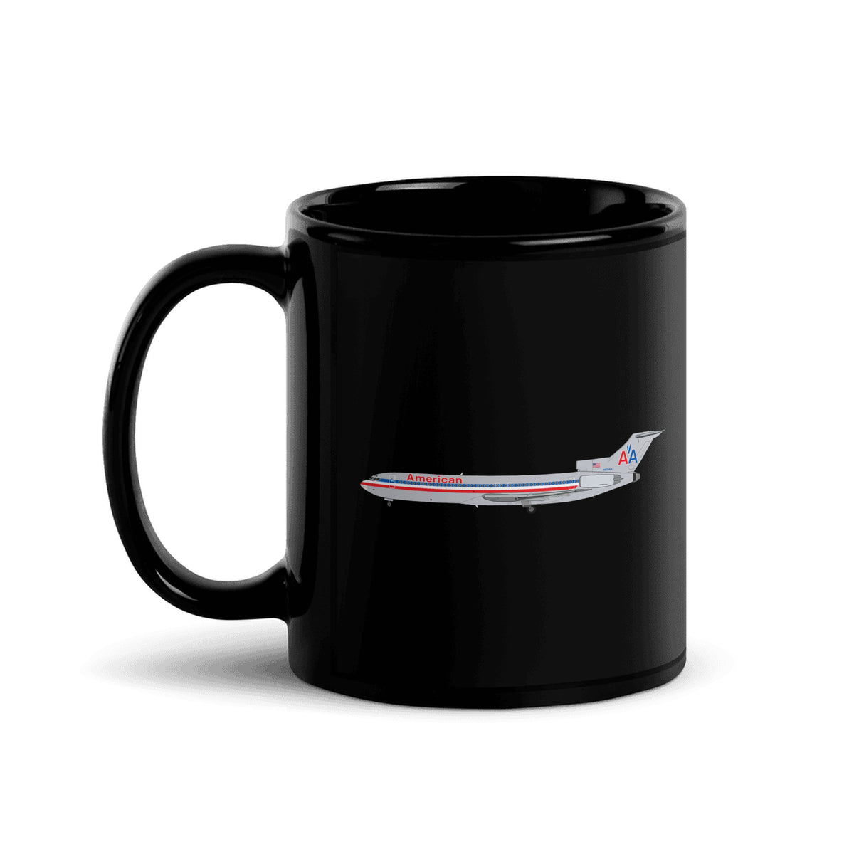 American Airlines B727 Coffee Mug - Black - 11 oz - Right