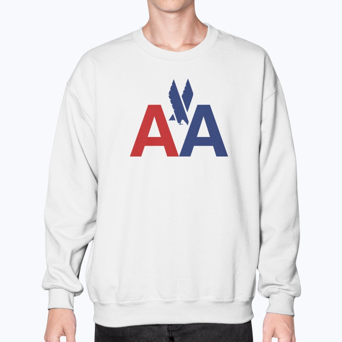 American Airlines Unisex Sweatshirt - White - Model