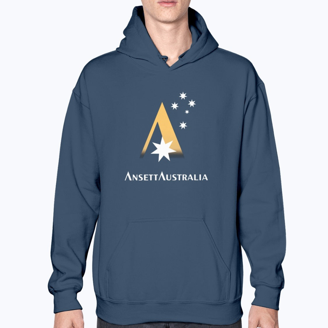 Ansett Australia Unisex Hoodie - Navy - Model