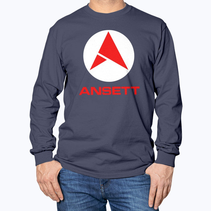 Ansett Australia Unisex Long Sleeve T-Shirt - Navy - Model