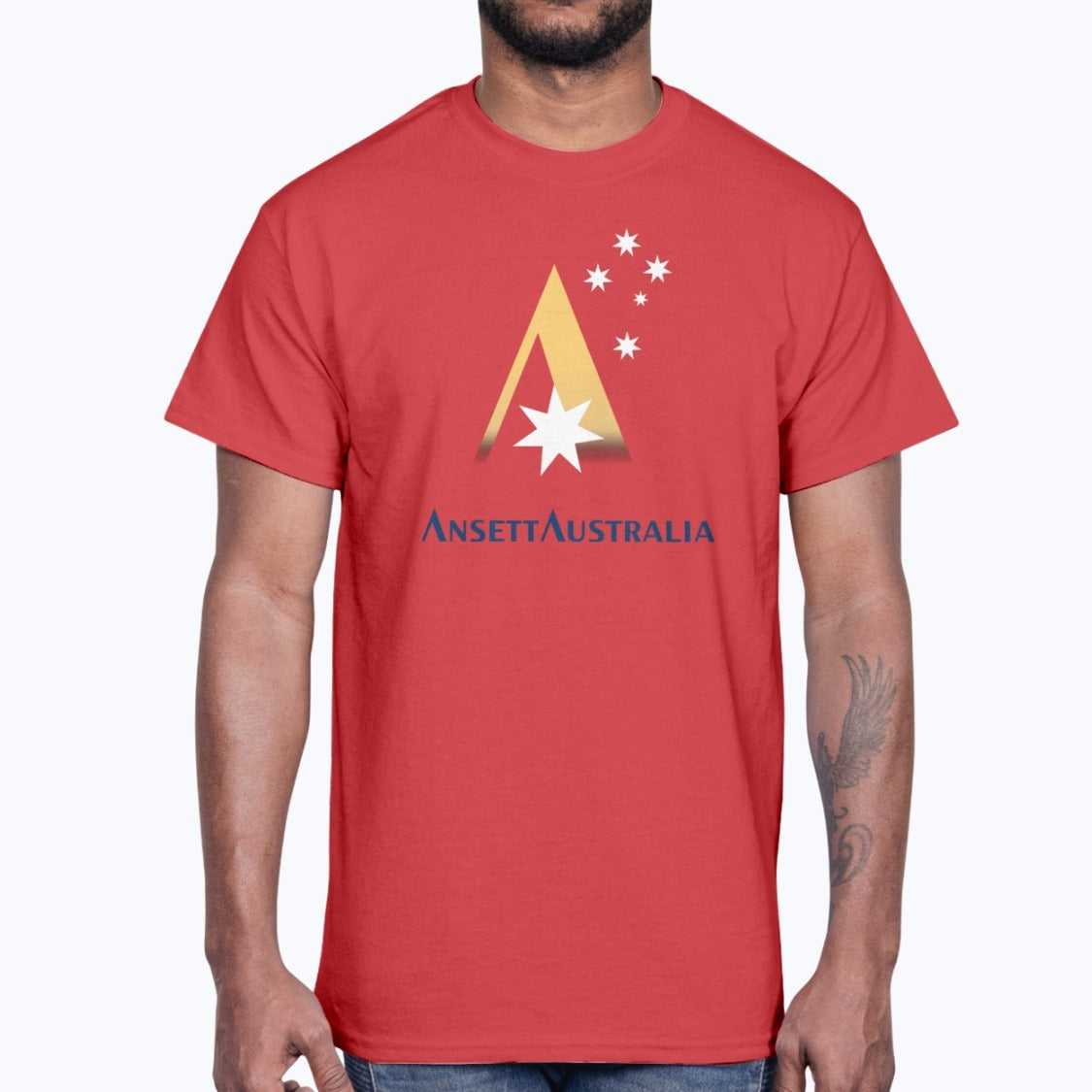 Ansett Australia Unisex T-Shirt - Red - Model