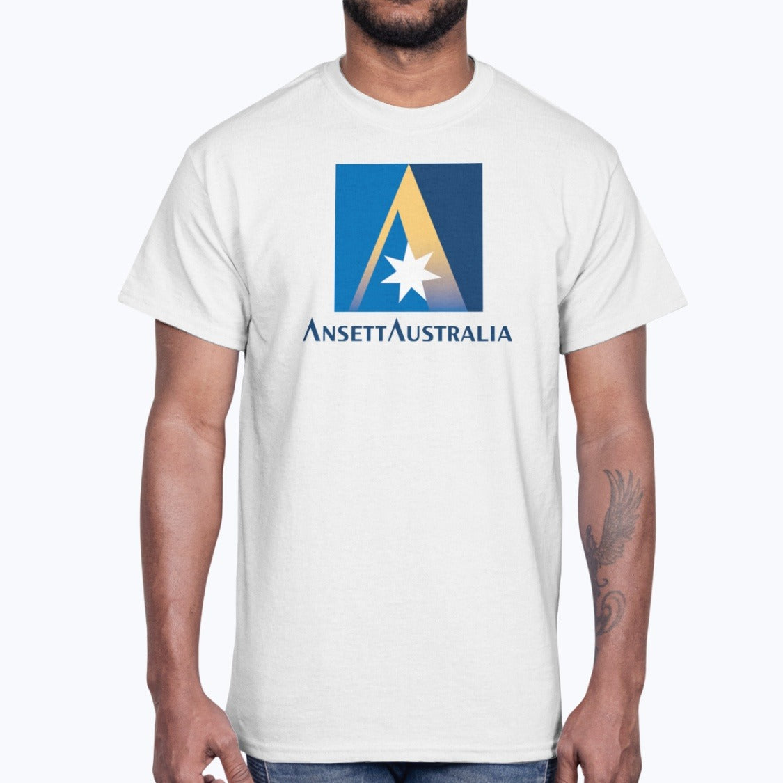 Ansett Australia Unisex T-Shirt - White - Model