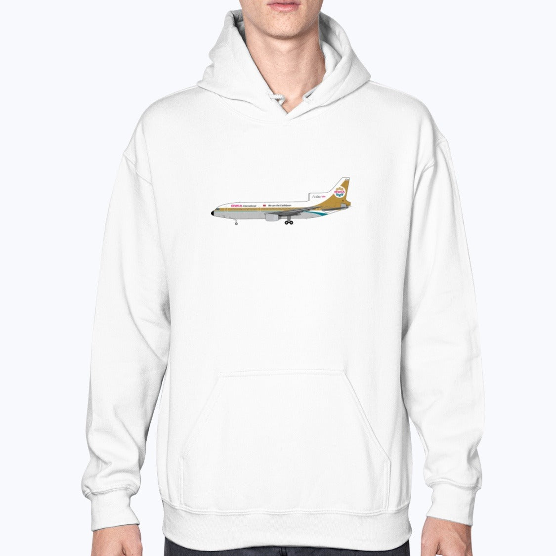 BWIA West Indies Airways L-1011 Unisex Hoodie - White - Model