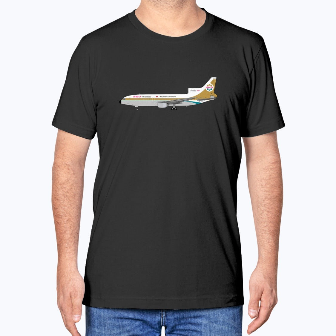 BWIA West Indies Airways L-1011 Unisex T-Shirt - Black - Model