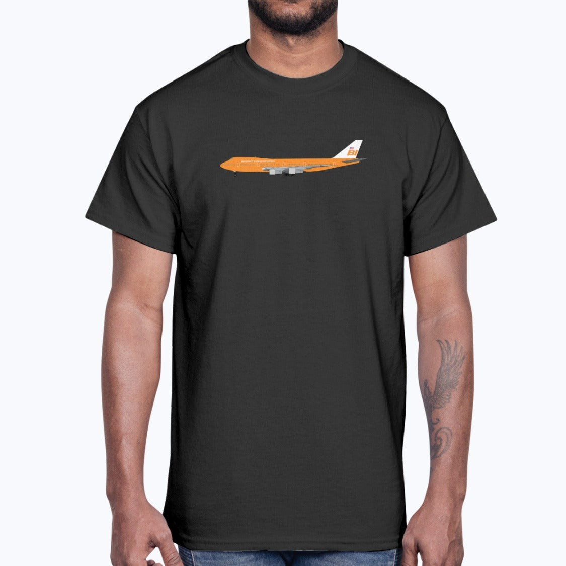 Braniff International B747-100 Unisex T-Shirt - Black - Model