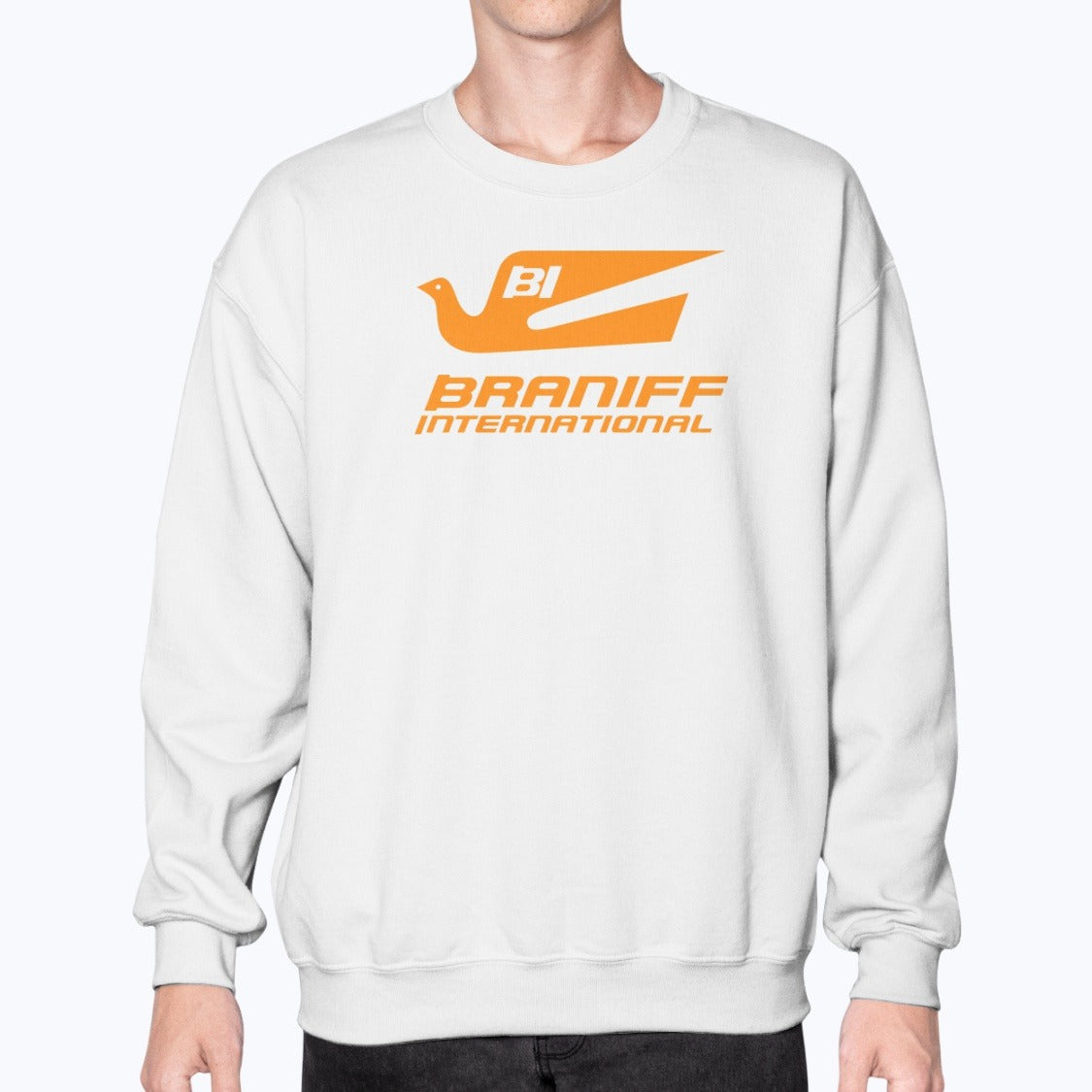 Braniff International Unisex Sweatshirt - White - Model