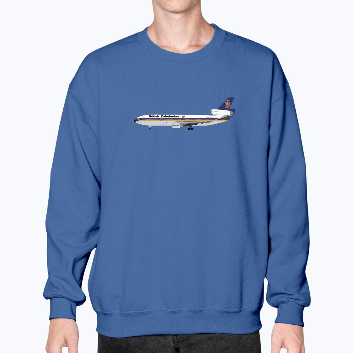 British Caledonian DC-10 Unisex Sweatshirt - Royal Blue - Model