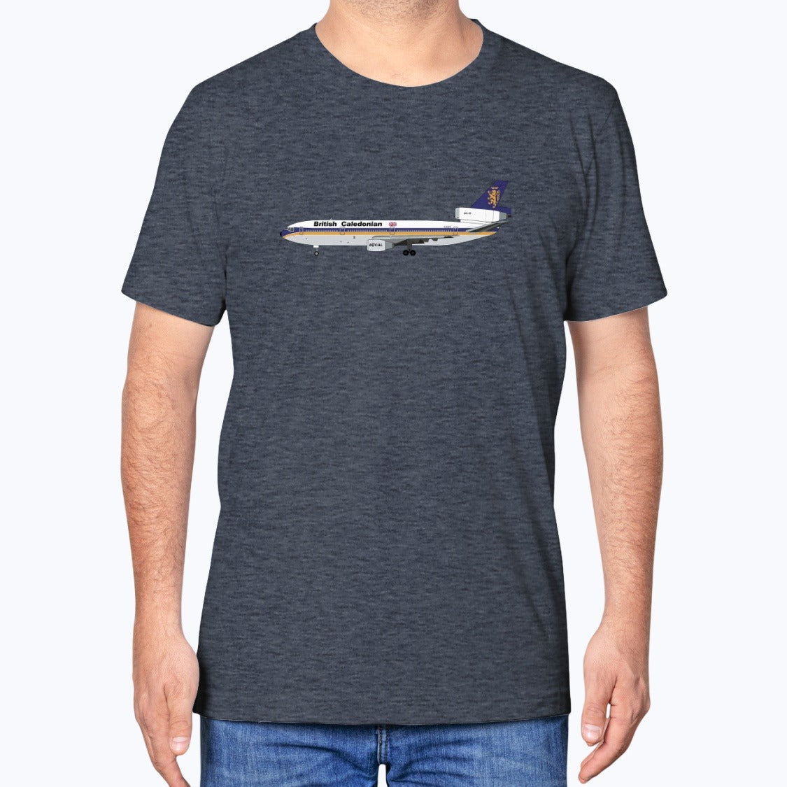British Caledonian DC-10 Unisex T-Shirt - Heather Navy - Model