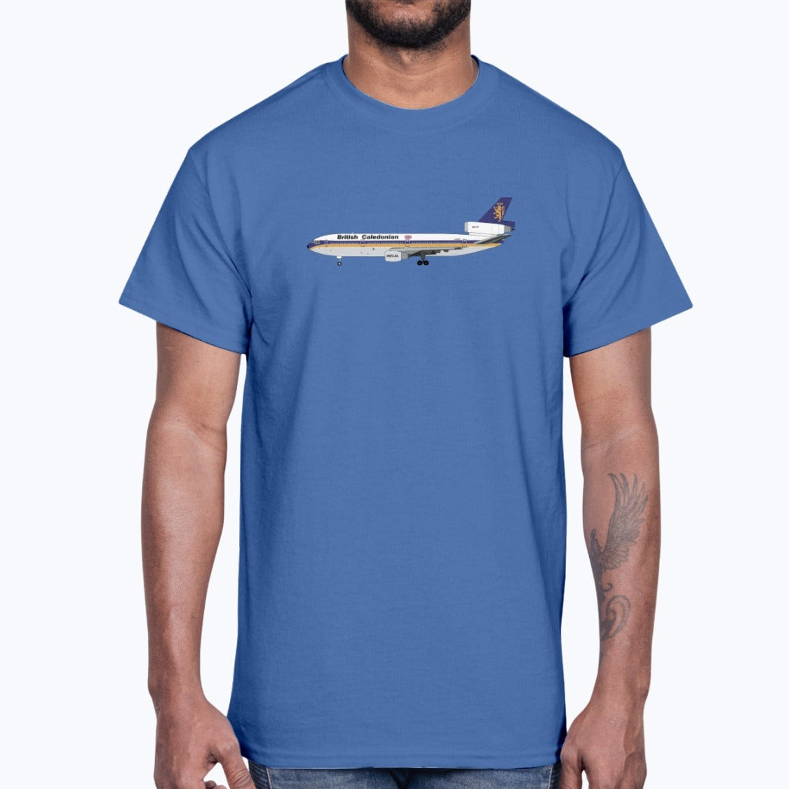 British Caledonian DC-10 Unisex T-Shirt - Royal Blue - Model