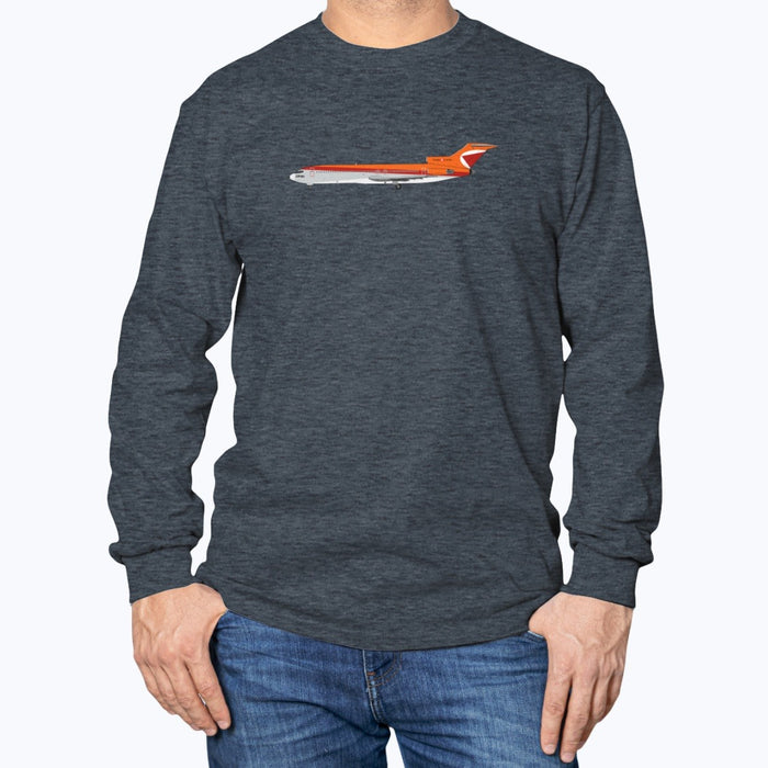 CP Air B727 Unisex Long Sleeve T-Shirt - Dark Heather - Model