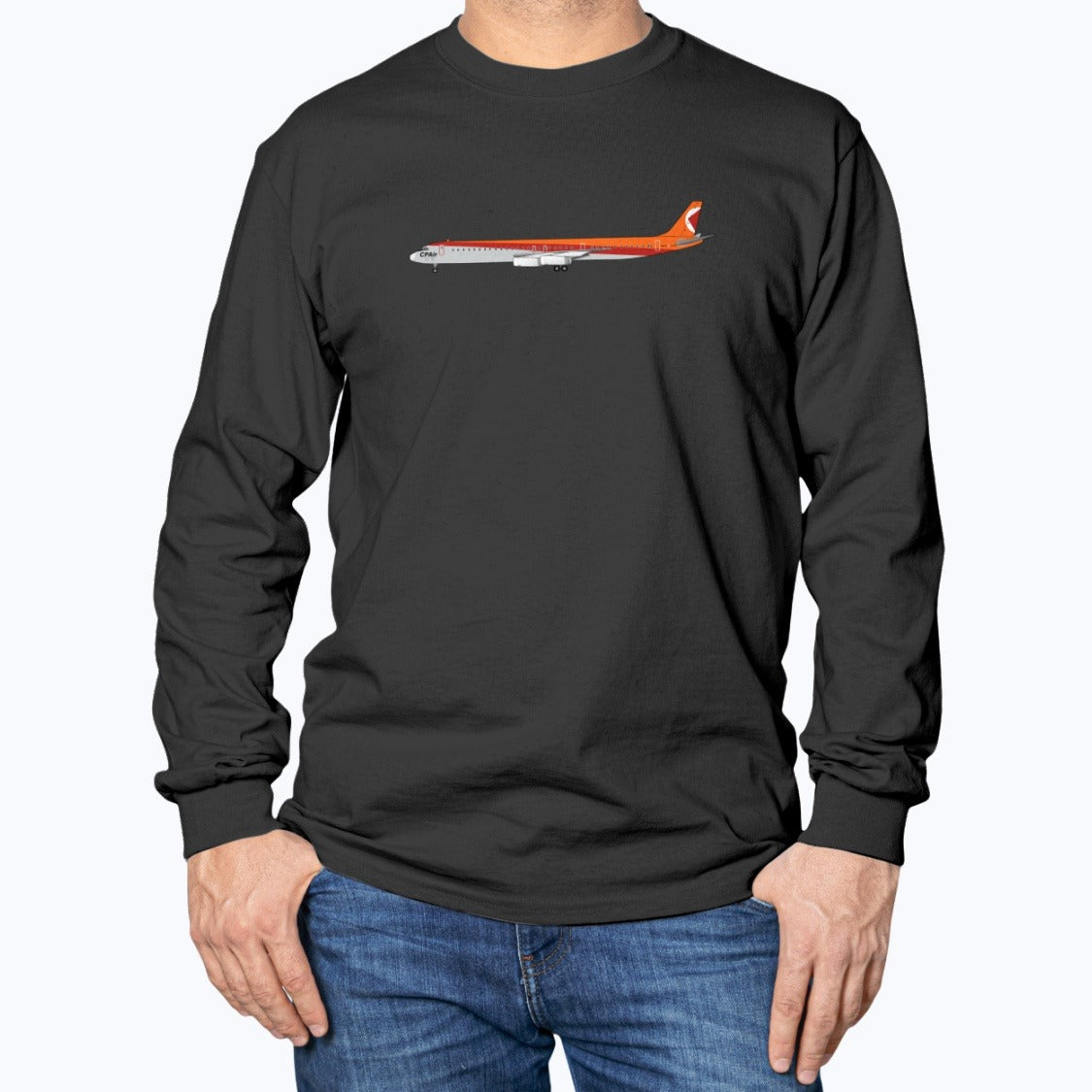 CP Air DC-8-63 Unisex Long Sleeve T-Shirt - Black - Model