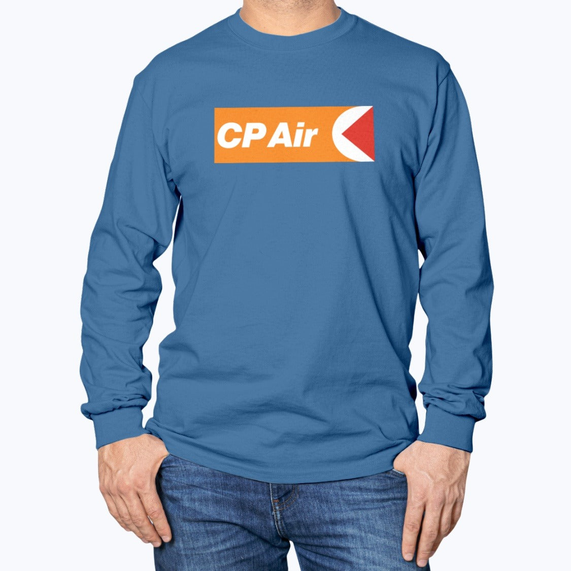 CP Air Unisex Long Sleeve T-Shirt - Royal Blue - Model