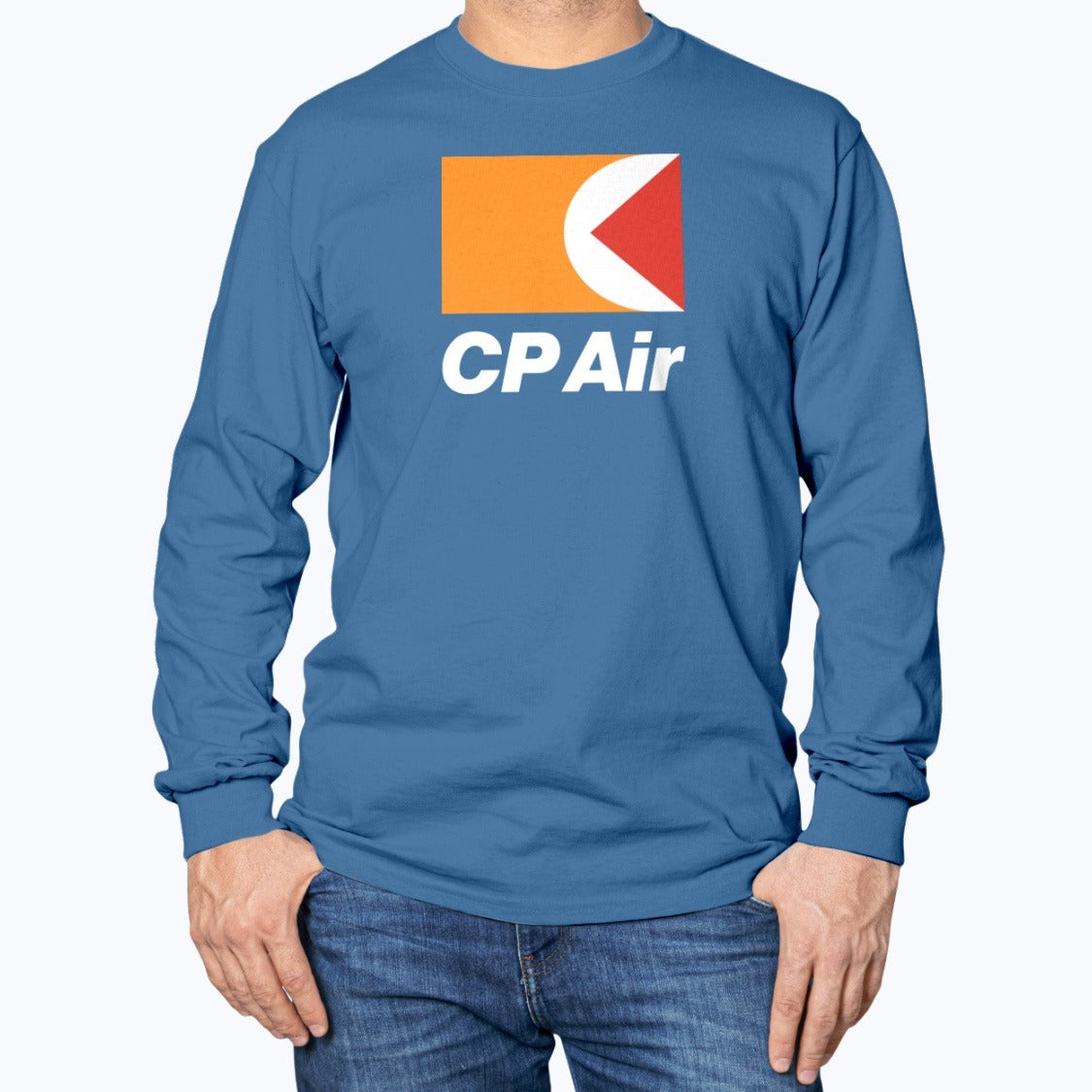 CP Air Unisex Long Sleeve T-Shirt - Royal Blue - Model