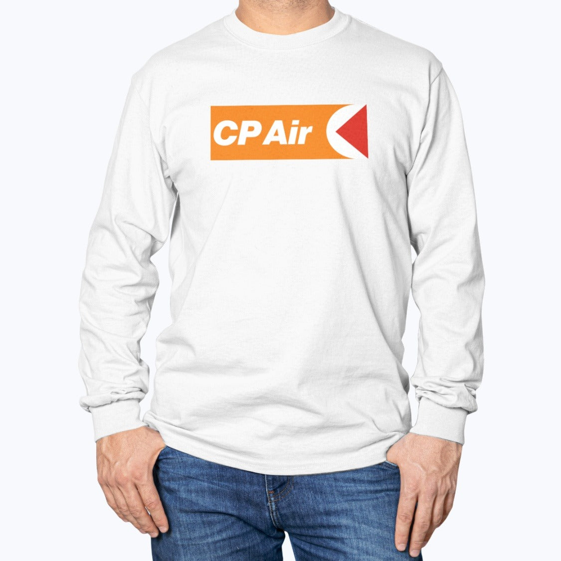 CP Air Unisex Long Sleeve T-Shirt - White - Model