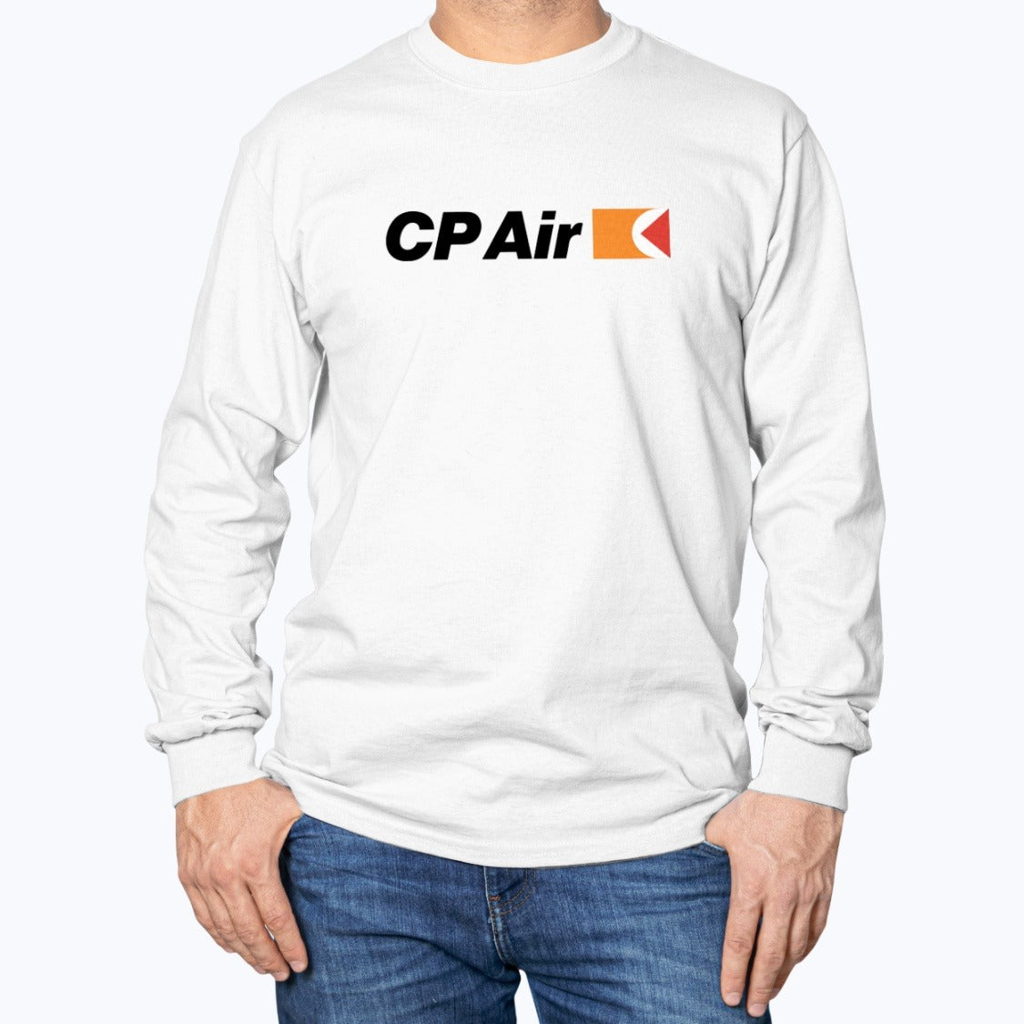 CP Air Unisex Long Sleeve T-Shirt - White - Model