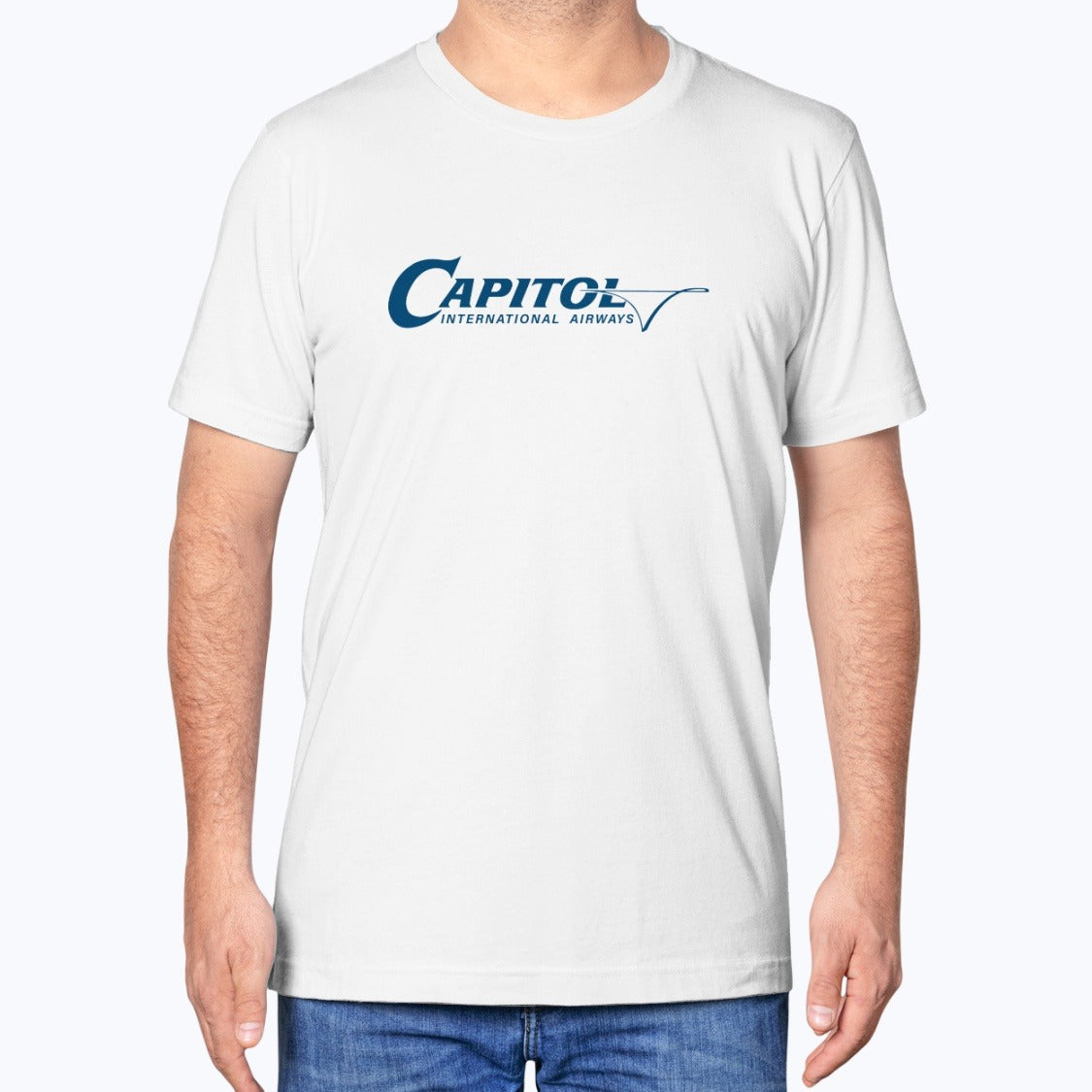 Capitol International Airways Unisex T-Shirt - White - Model