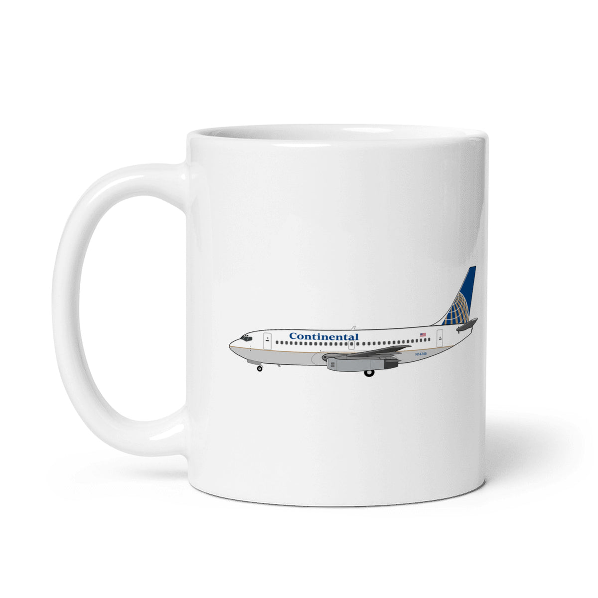 Continental Airlines B737-200 Coffee Mug - White - 11 oz - Right