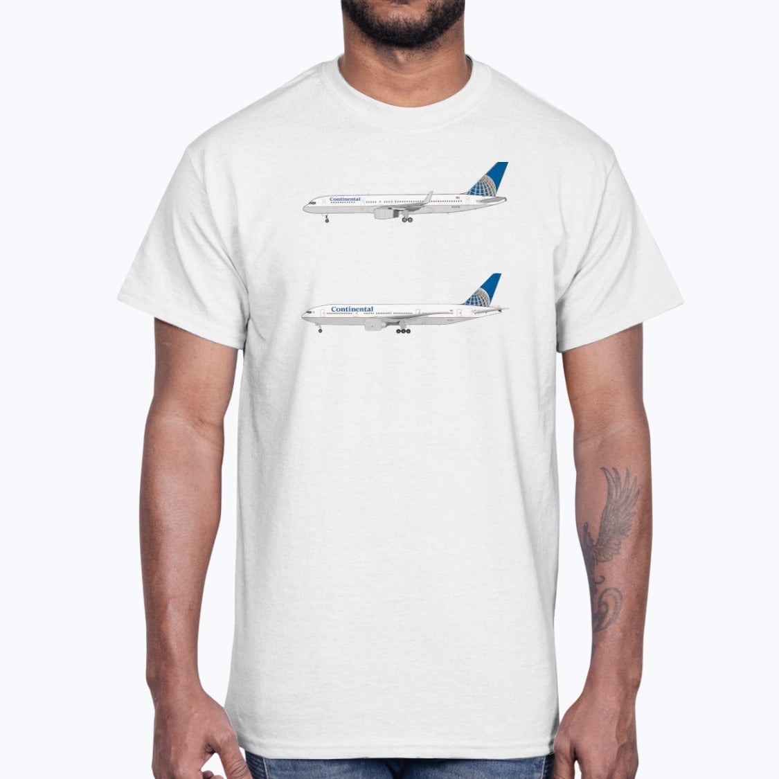 Continental Airlines B757-200, Boeing B777-200ER Unisex T-Shirt - White - Model
