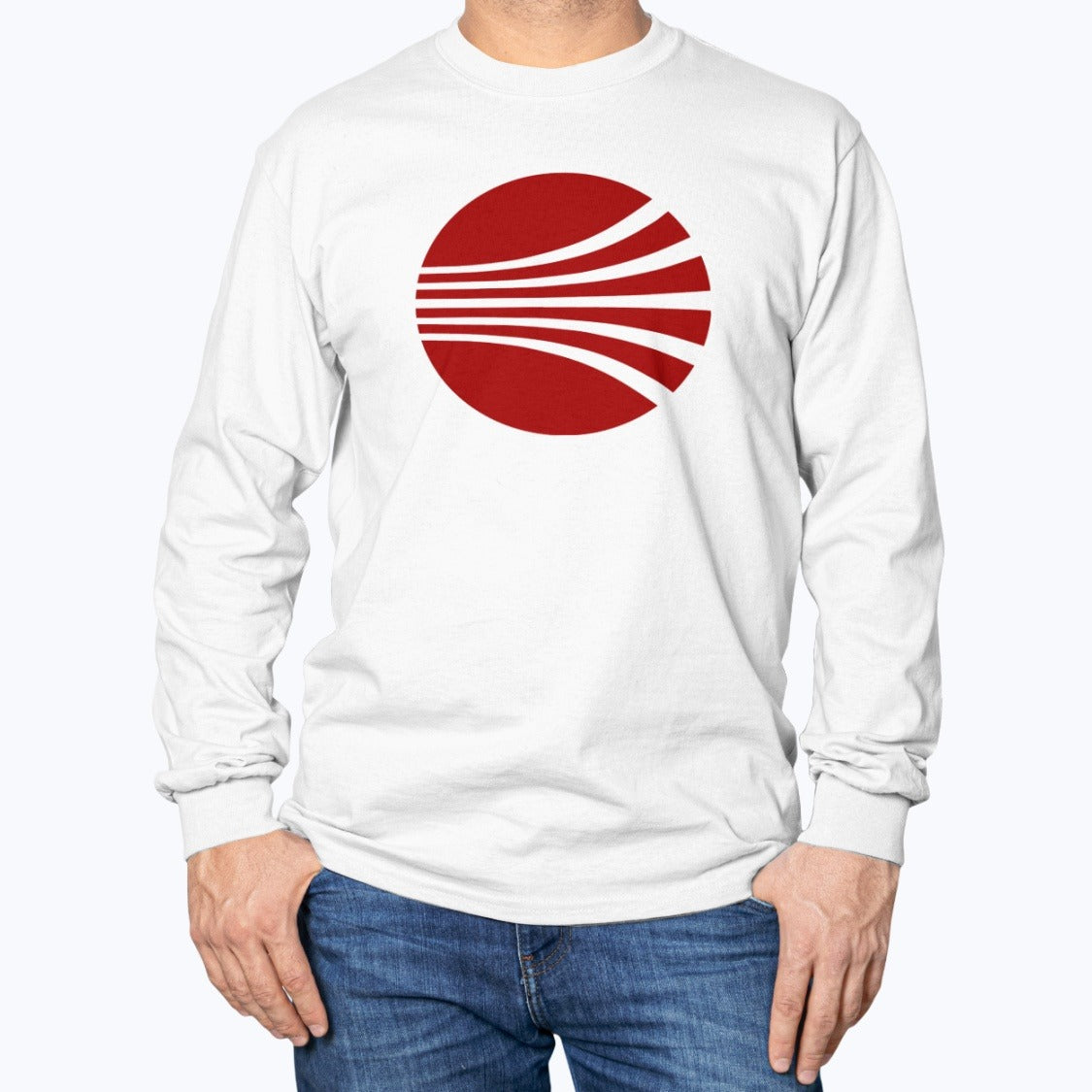 Continental Airlines Unisex Long Sleeve T-Shirt - White - Model