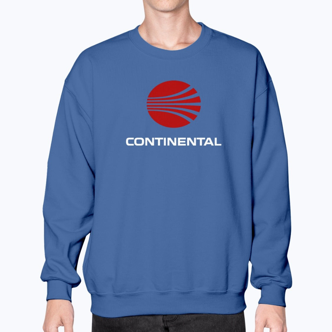 Continental Airlines Unisex Sweatshirt - Royal Blue - Model