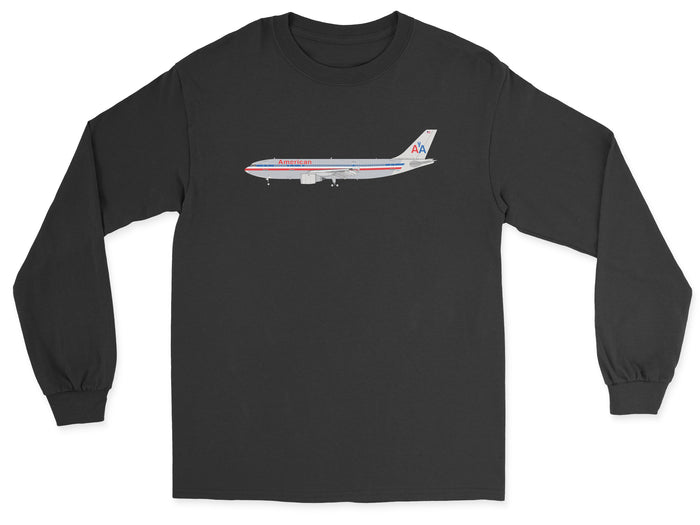 American Airlines Airbus A300 Unisex Long Sleeve T-Shirt - Black