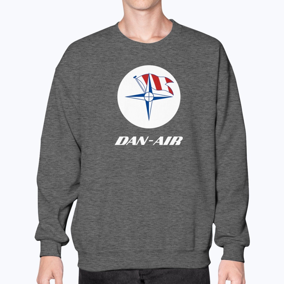Dan-Air Unisex Sweatshirt - Dark Heather - Model
