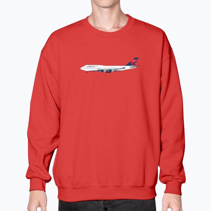 Delta Air Lines B747-400 Unisex Sweatshirt - Red - Model