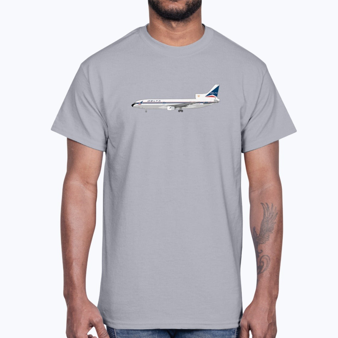 Delta Air Lines L-1011 Unisex T-Shirt - Sport Grey - Model