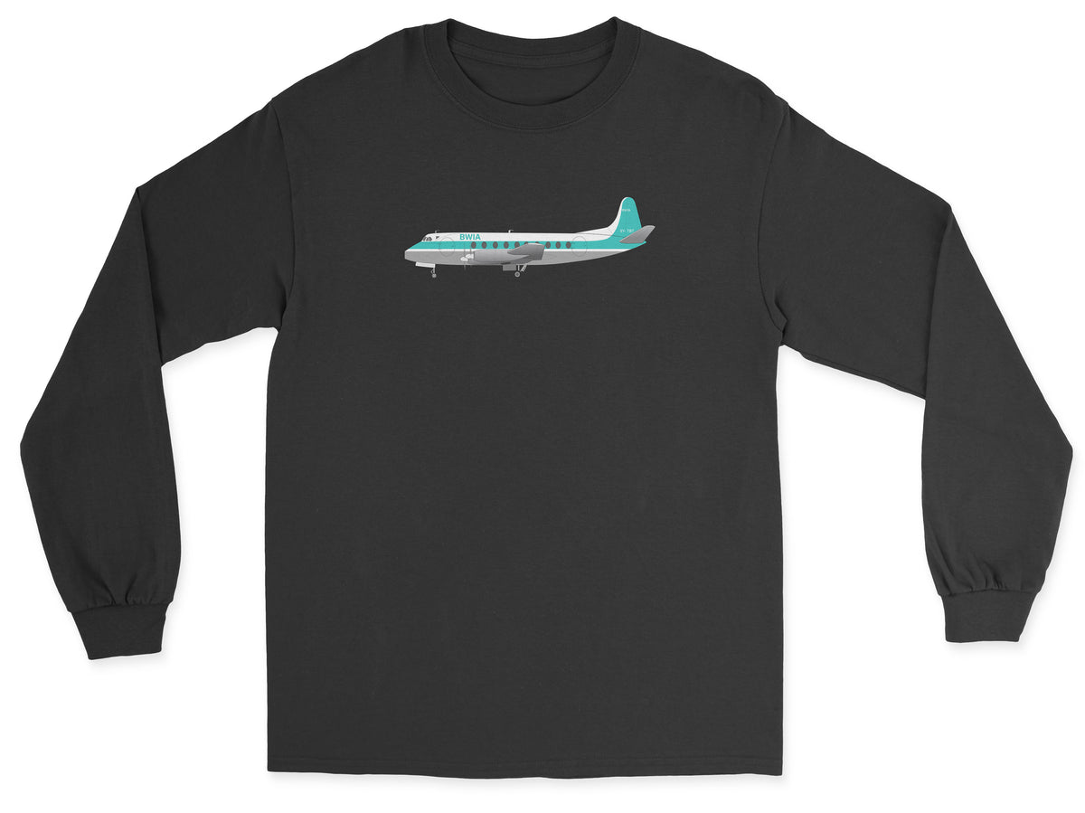 BWIA West Indies Airways Vickers Viscount Unisex Long Sleeve T-Shirt - Black