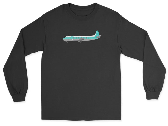 BWIA West Indies Airways Vickers Viscount Unisex Long Sleeve T-Shirt - Black