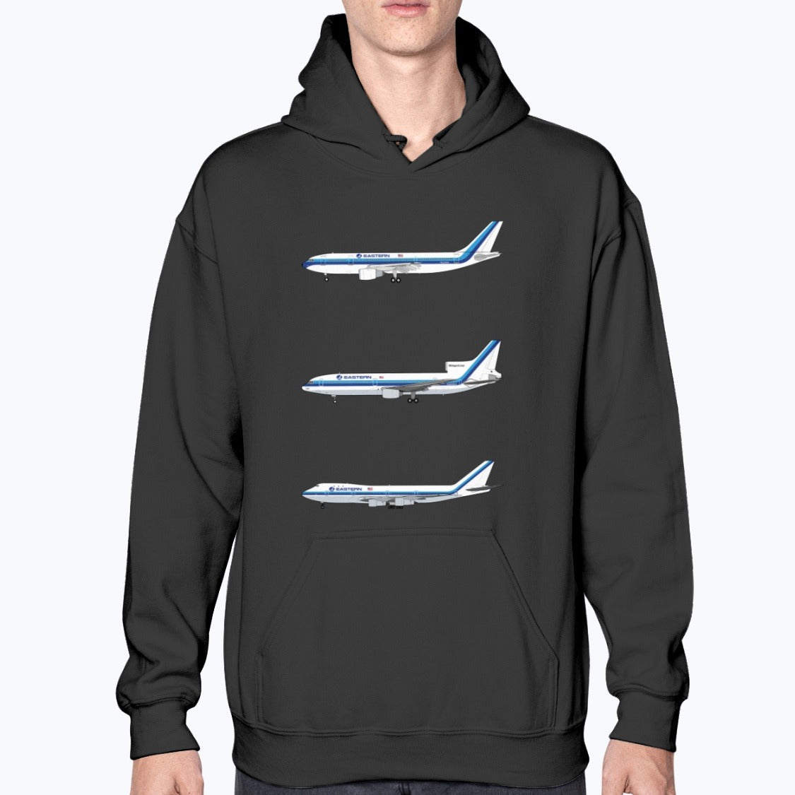 Eastern Air Lines A300, L-1011, B747-100 Unisex Hoodie - Black - Model