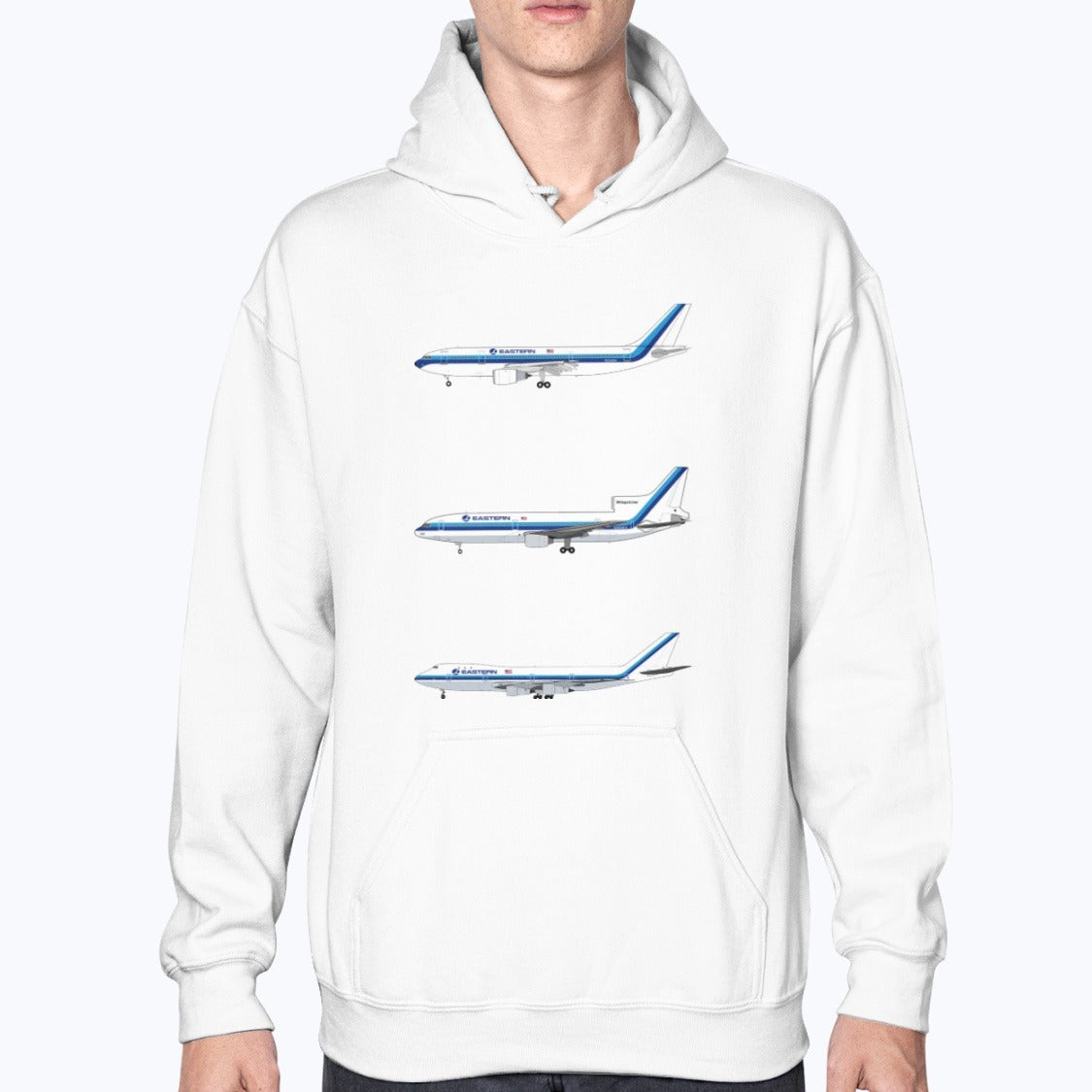 Eastern Air Lines A300, L-1011, B747-100 Unisex Hoodie - White - Model