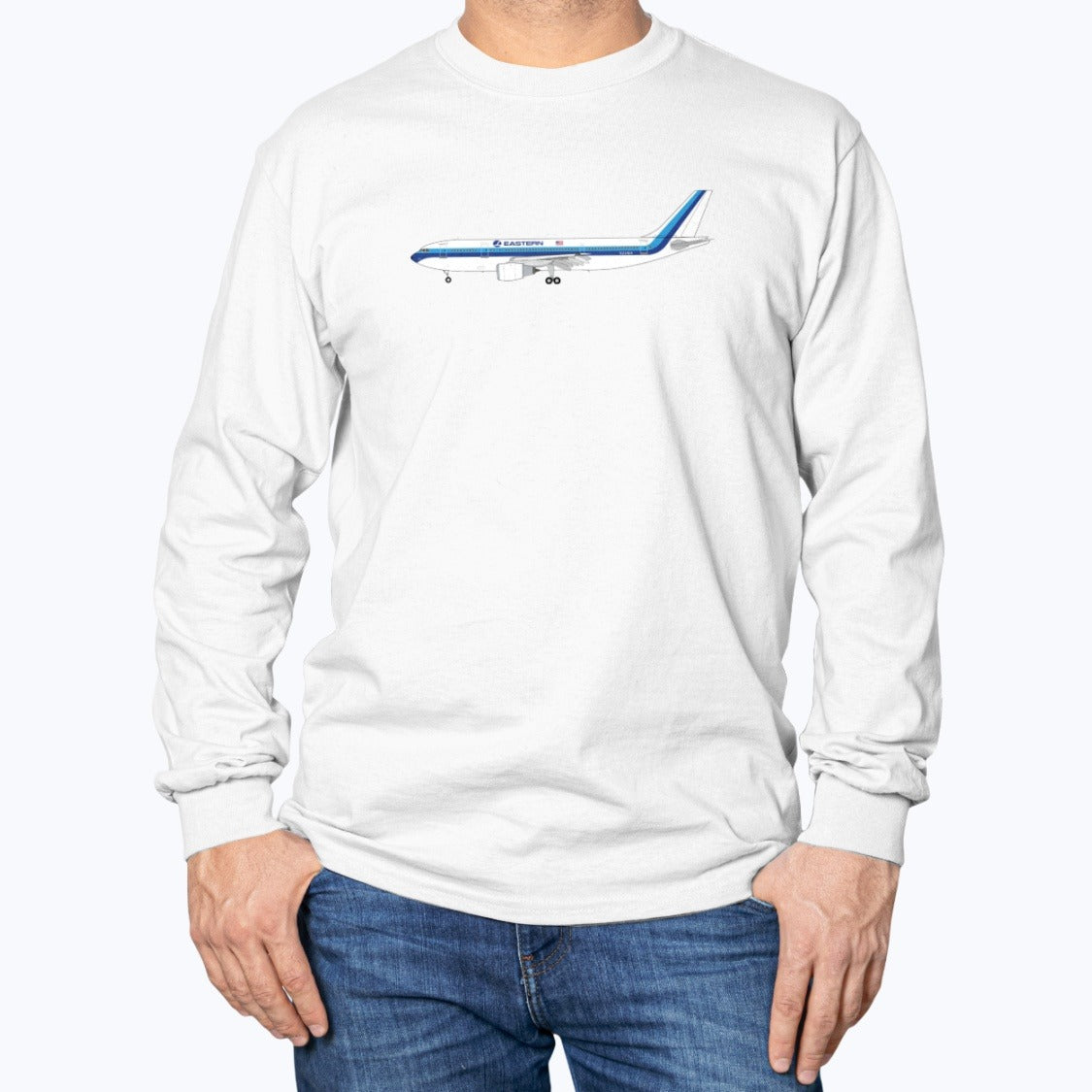 Eastern Airlines A300 Unisex Long Sleeve T-Shirt - White - Model