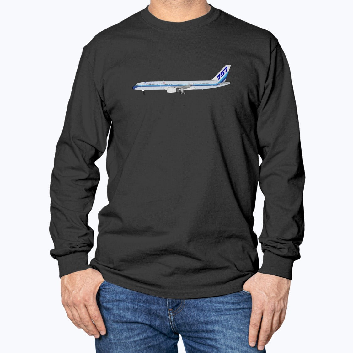 Eastern Airlines B757-200 Unisex Long Sleeve T-Shirt - Black - Model
