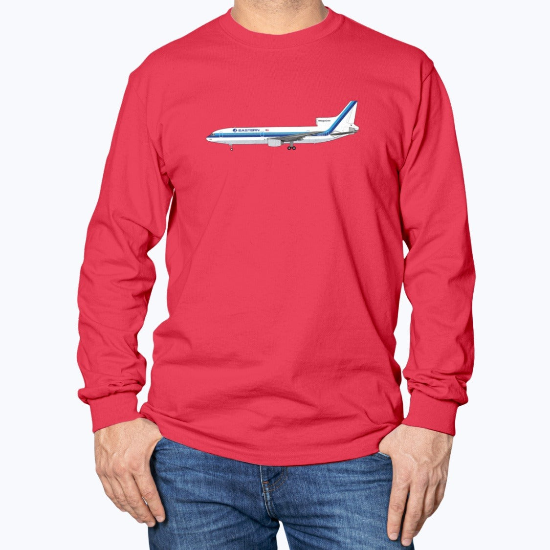 Eastern Airlines L-1011 Unisex Long Sleeve T-Shirt - Red - Model