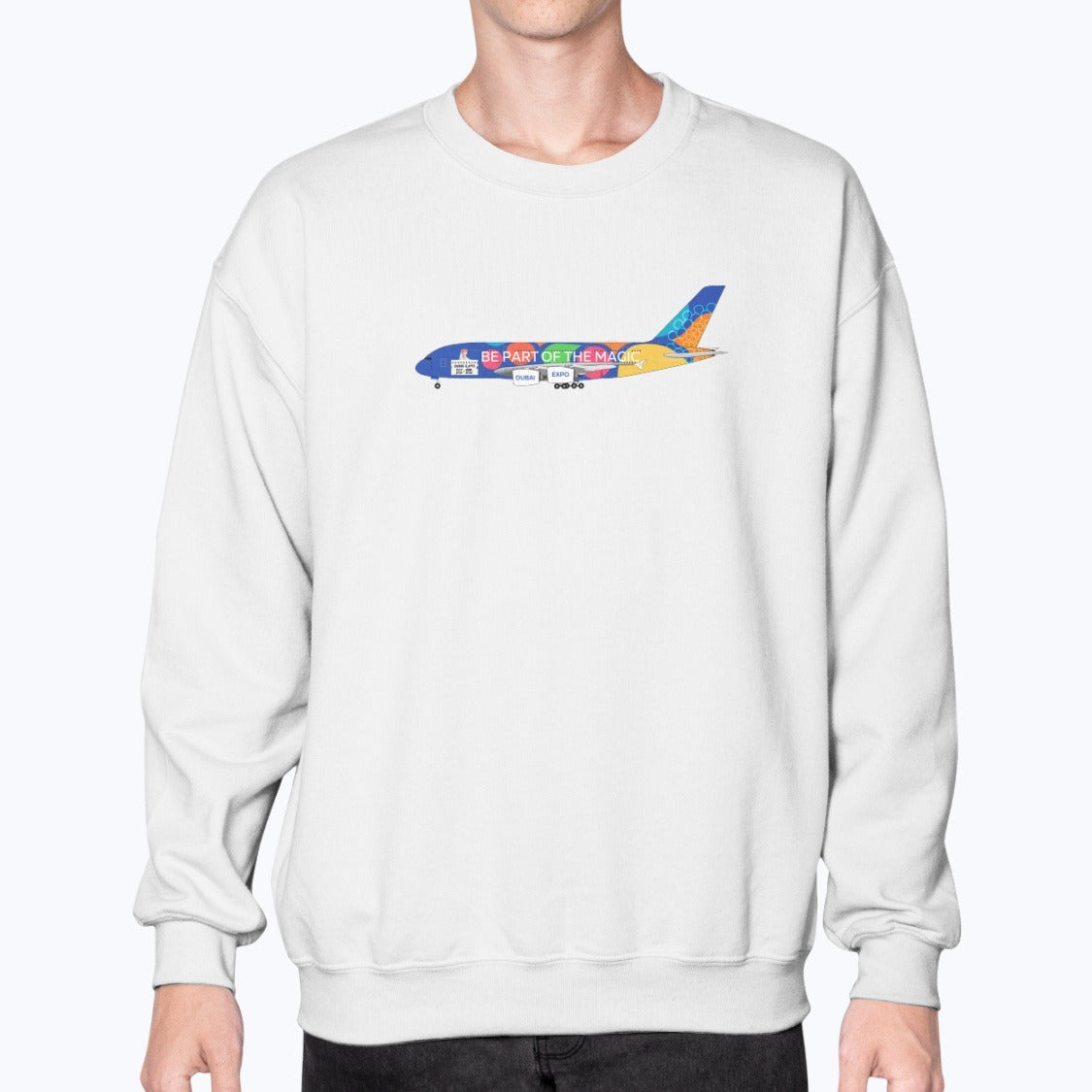 Emirates A380 Expo Unisex Sweatshirt - White - Model