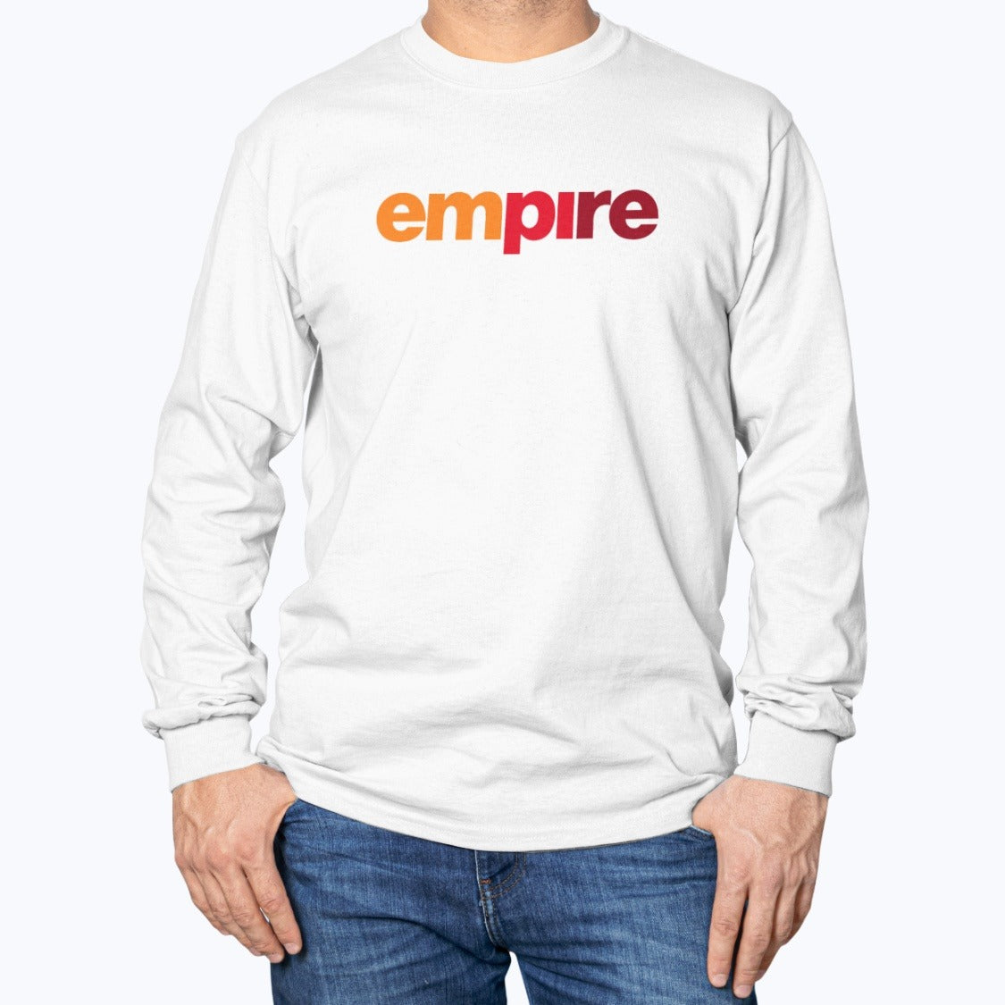 Empire Airlines Unisex Long Sleeve T-Shirt - White - Model