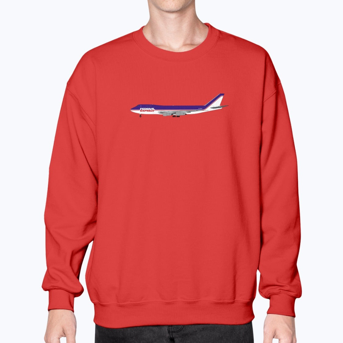 FedEx B747-200 Unisex Sweatshirt - Red - Model