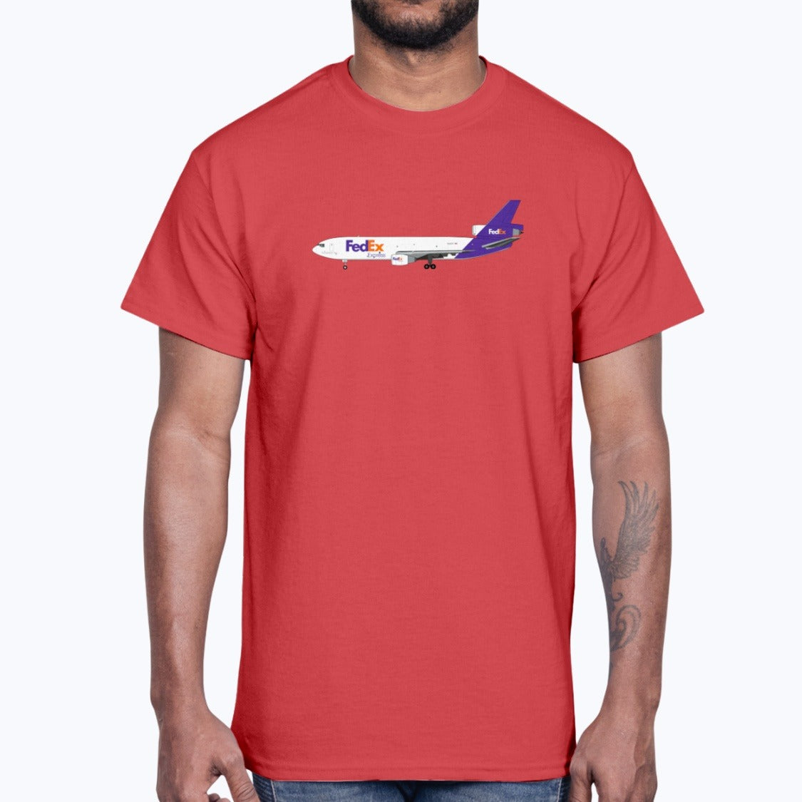 FedEx DC-10 Unisex T-Shirt - Red - Model
