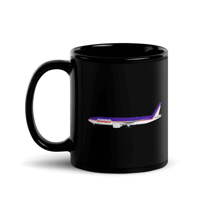 FedEx Express B777F Coffee Mug - Black - 11 oz - Right