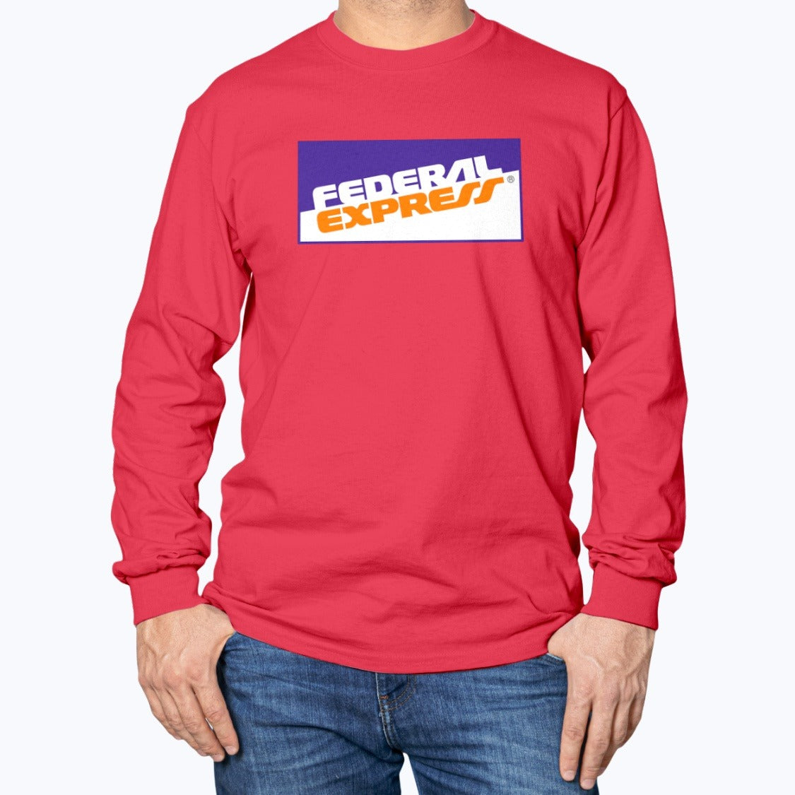 FedEx Express Unisex Long Sleeve T-Shirt - Red - Model