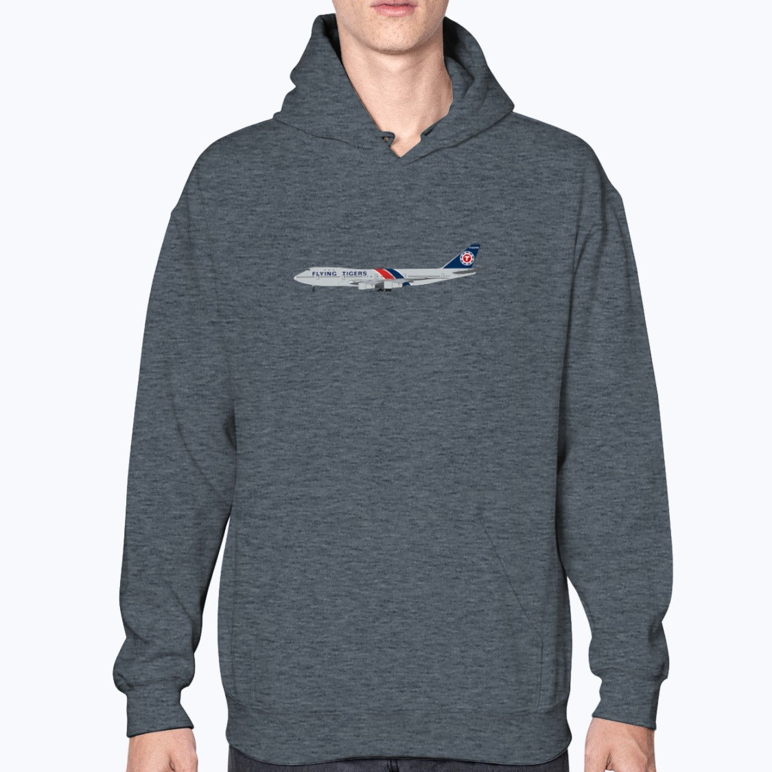 Flying Tigers B747-100 Unisex Hoodie - Dark Heather - Model