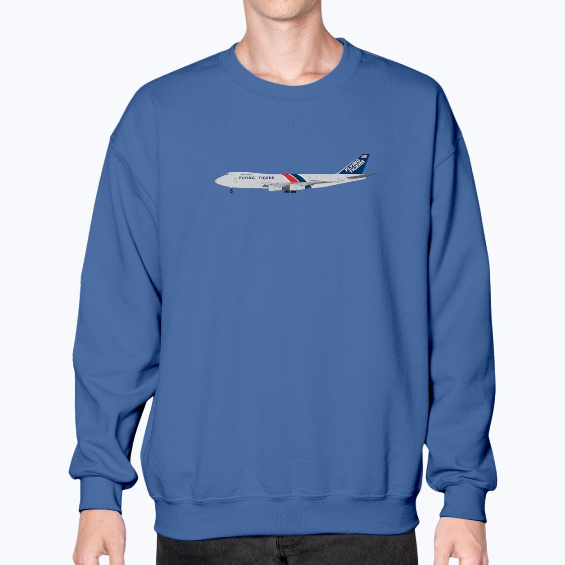 Flying Tigers B747-200 Unisex Sweatshirt - Royal Blue - Model
