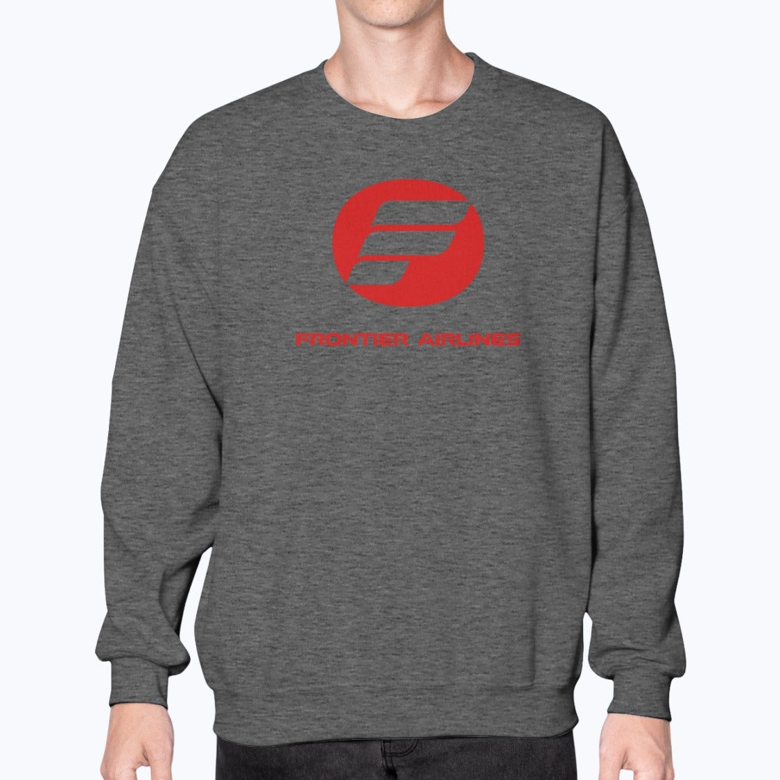 Frontier Airlines (1950–1986) Unisex Sweatshirt - Dark Heather - Model