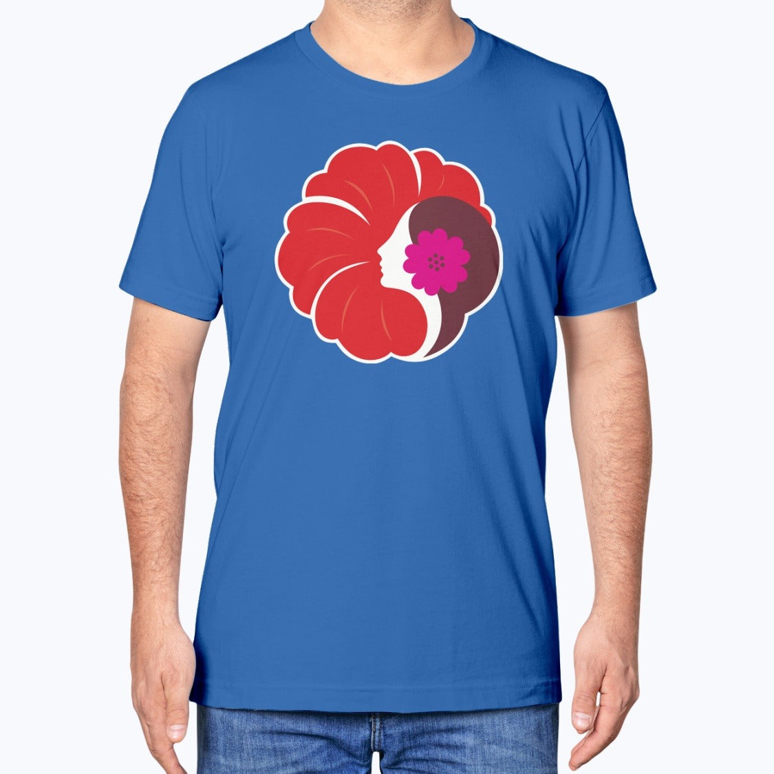 Hawaiian Airlines 1973 Unisex T-Shirt - True Royal - Model